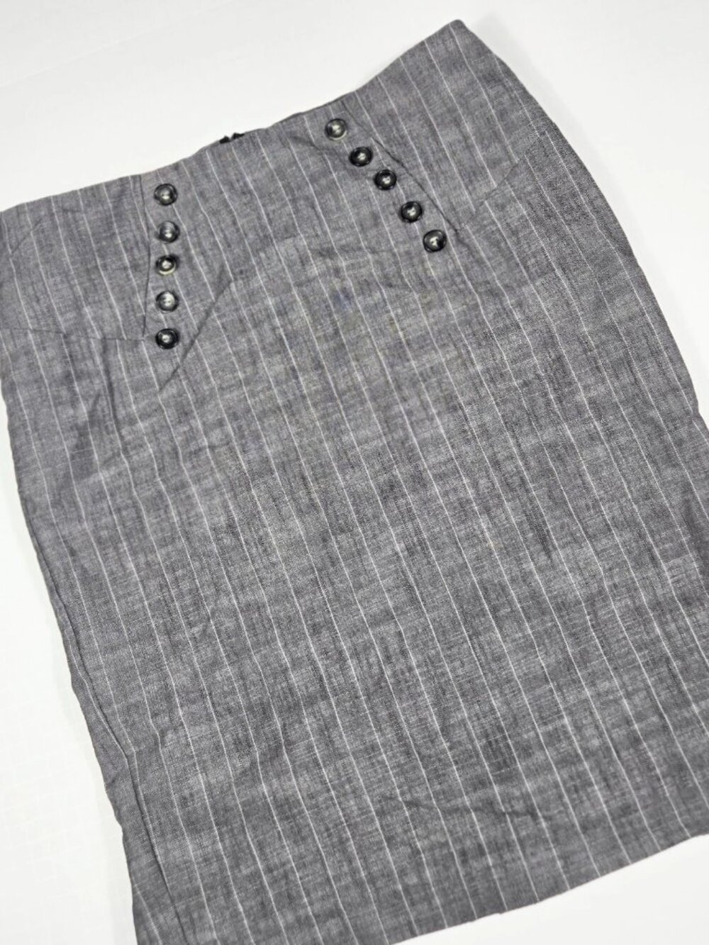 BCX Brand Pencil Skirt Size 9 Grey Pinstripe Office Wear Career Work Business